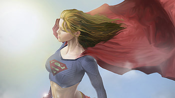 Supergirl Cape Flying, supergirl, superheroes, artwork, digital-art HD wallpaper