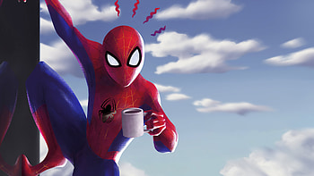 Spider Man Coffee, spiderman, superheroes, artist, artwork, digital-art, artstation HD wallpaper