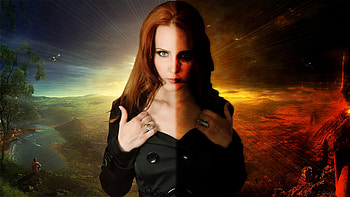 simone simons, illusion, cg, graphy, fantasy, pretty, singer, redhead HD wallpaper