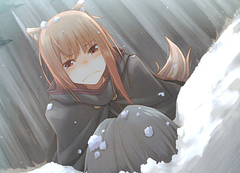Spice and Wolf, Anime girls, Snow scenery HD wallpaper