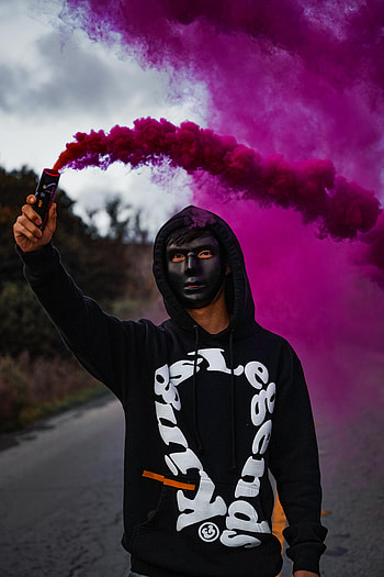 Miscellanea, Miscellaneous, Mask, Colored Smoke, Coloured Smoke, Hood HD phone wallpaper
