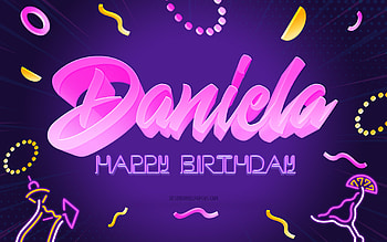 Happy Birtay Daniela, , Purple Party Background, Daniela, creative art, Happy Daniela birtay, Daniela name, Daniela Birtay, Birtay Party Background HD wallpaper