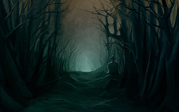 - dark forest, creepy, grave, path, scary, trees HD wallpaper