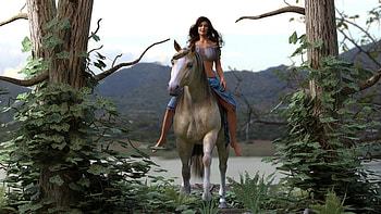 Rider, horse, women, fantasy HD wallpaper