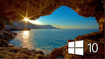 Windows 10 over the cave simple logo HD wallpaper