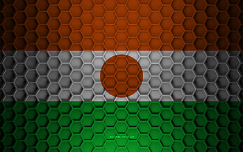 Niger flag, 3d hexagons texture, Niger, 3d texture, Niger 3d flag, metal texture, flag of Niger HD wallpaper