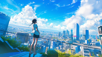 Hina Amano in an Enchanting Anime Landscape -, Anime, Weathering with You, Hina Amano, anime landscape HD wallpaper