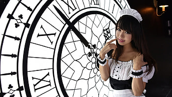 Lovely Girl, Asian, model, clock, woman HD wallpaper