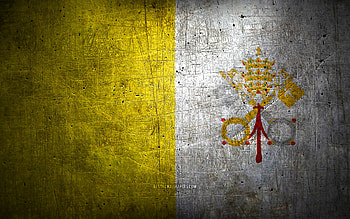 Vatican metal flag, grunge art, European countries, Day of Vatican City, national symbols, Vatican City flag, metal flags, Flag of Vatican City, Europe, Vatican flag, Vatican City HD wallpaper