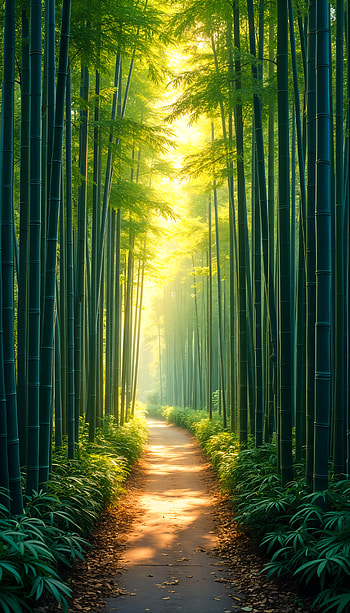 Bamboo Bliss: Serene for Nature Lovers, bamboo, road, path, sunlight HD phone wallpaper