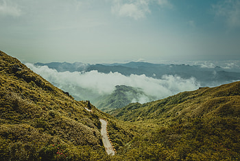 Nature, Mountains, Clouds, View From Above, Road, Fog HD wallpaper