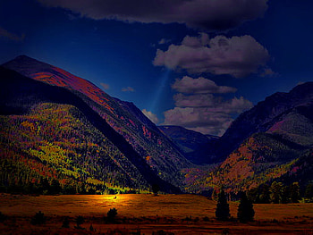 Shine down, night, golden, slope, mountain, darkness, clouds, nature, sky, sun HD wallpaper