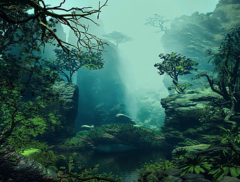 Forest, Landscape, Trees, Art HD wallpaper