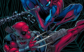 Deadpool, Spider Man, Comics HD wallpaper