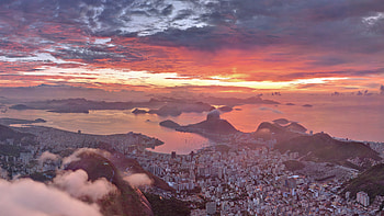 Rio De Janeiro, Sunset view, Spectacular beauty, Golden hour HD wallpaper