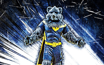 Grizz, grunge art, mascot, Memphis Grizzlies, NBA, USA, Memphis Grizzlies mascot, NBA mascots, blue abstract rays, official mascot, Grizz mascot HD wallpaper
