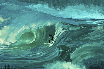 Art, Sea, Serfing, Wave, Surfer HD wallpaper