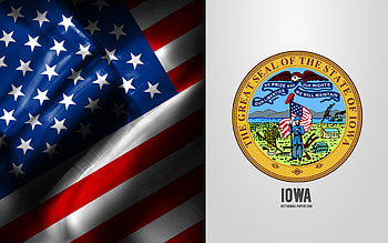 Seal of Iowa, USA Flag, Iowa emblem, Iowa coat of arms, Iowa badge, American flag, Iowa, USA HD wallpaper
