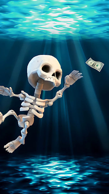 Larry swimming, Ranblox, dolar, esqueleto, clash royale, mar HD phone wallpaper