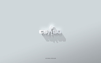 CS GO logo, white background, CS GO 3d logo, 3d art, CS GO, 3d CS GO emblem, creative art, CS GO emblem, Counter-Strike Global Offensive, Counter-Strike logo HD wallpaper