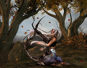 The_ Sound_ of_the_ Forest, autumn, elf, fantasy, forest HD wallpaper