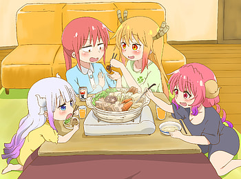 Ilulu (Miss Kobayashi's Dragon Maid), Anime, Miss Kobayashi's Dragon Maid, Kanna Kamui, Kobayashi (Miss Kobayashi's Dragon Maid), Tohru (Miss Kobayashi's Dragon Maid) HD wallpaper