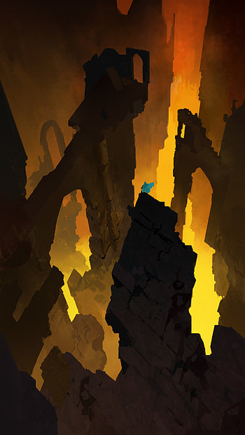 Art, Silhouette, Glow, Ruin, Ruins HD phone wallpaper