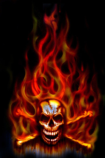 For > Green Flaming Skull HD phone wallpaper