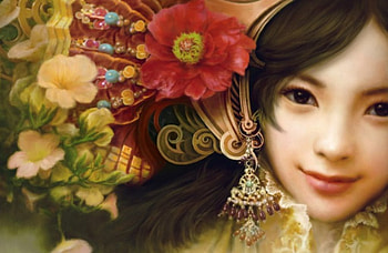 Beuty, girl, flowers, cg HD wallpaper