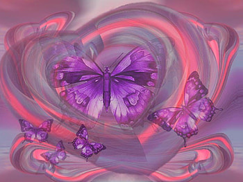 PURPLE BUTTERFLY HEARTS, hearts, purple, abstract, butterfly HD wallpaper