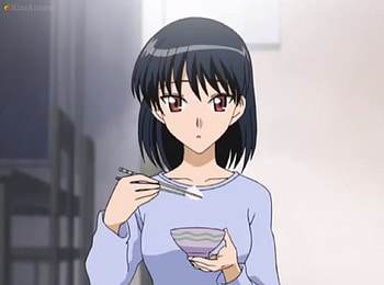 Rice Bowl, cute, nice, eat, short hair, adorable, rice, female, sweet, school rumble, eating, girl, black hair, kawaii, anime girl, anime, pretty, yakumo, lovely, bowl HD wallpaper