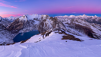 Sunrise From Nufenenstock Swiss Alps, sunrise, swiss, alps, mountains, lake, snow, sky, nature HD wallpaper