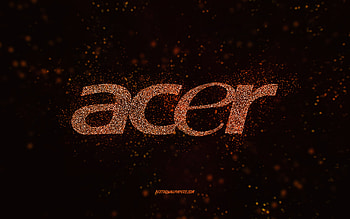 Acer glitter logo, , black background, Acer logo, orange glitter art, Acer, creative art, Acer orange glitter logo HD wallpaper