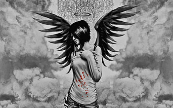 Coming Clean, gothic, fantasy, halo, women, angel, blood HD wallpaper