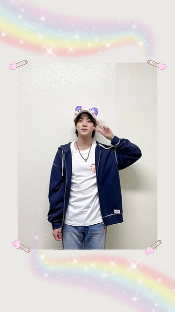 Jin, Bts, standing, Aesthetic, Army, Pink, white, Kimseokjin HD phone wallpaper