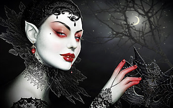 Fantasy Artwork Art Dark Vampire Gothic Girl Girls Horror Evil Blood At Dark HD wallpaper