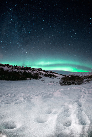 Starry sky, Northern Lights, landscape HD phone wallpaper