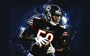 Roquan Smith, Chicago Bears, NFL, American football, blue stone background, grunge art, National Football League HD wallpaper