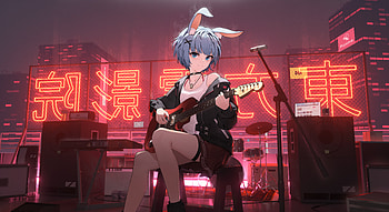 Anime Girl With Guitar , anime-girl, anime, guitar, artist, artwork, digital-art HD wallpaper