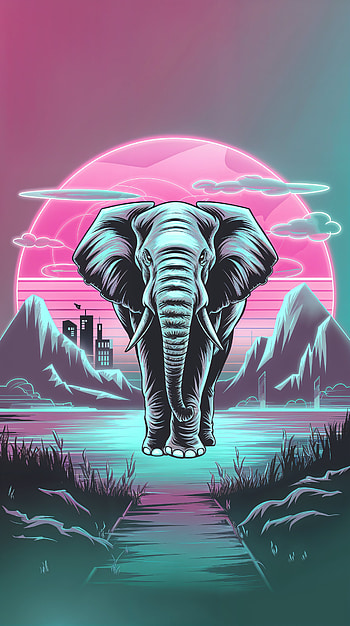 Elephant Dreams: A Stunning , neon, landscape, mountain, surreal HD phone wallpaper