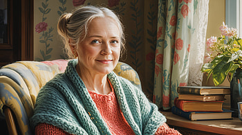 Grandmother's Warm Smile - Ultra, Grandmother, cozy interior, knitting, book HD wallpaper