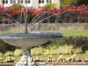 Belton House Fountain, summer, water, house, fountain HD wallpaper