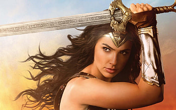Wonder Woman, sword, diana, poster, girl, actress, woman, comics, movie, Gal Gadot HD wallpaper