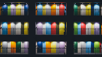 Colorful Balcon Symmetry , architecture, buildings, graphy HD wallpaper