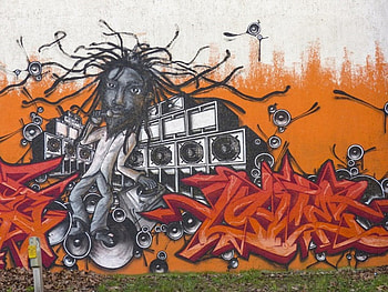 graffiti, music, abstract, city HD wallpaper