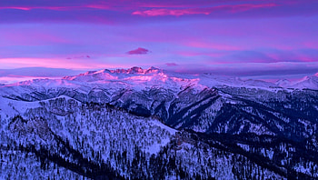 Purple Sky, winter, peaceful, beauty, snow, trees, mountains, sunset, landscape, beautiful, tree, purple, clouds, nature, sky, lovely, splendor HD wallpaper