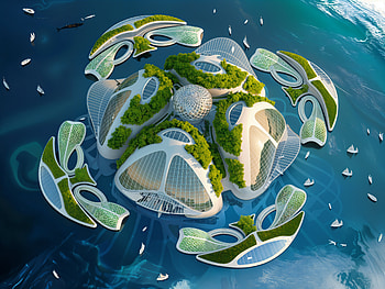 Frutiger Aero: Floating Eco-Atolls HD wallpaper