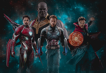 The Big 3 Vs Thanos Art, iron-man, thanos, doctor-strange, captain-america, deviantart, artwork, digital-art, superheroes HD wallpaper