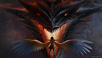 Dragon Vs Angel, dragon, angel, artist, artwork, digital-art, deviantart HD wallpaper