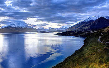Nature, Sky, Mountains, Sea, Summer, Shore, Bank HD wallpaper